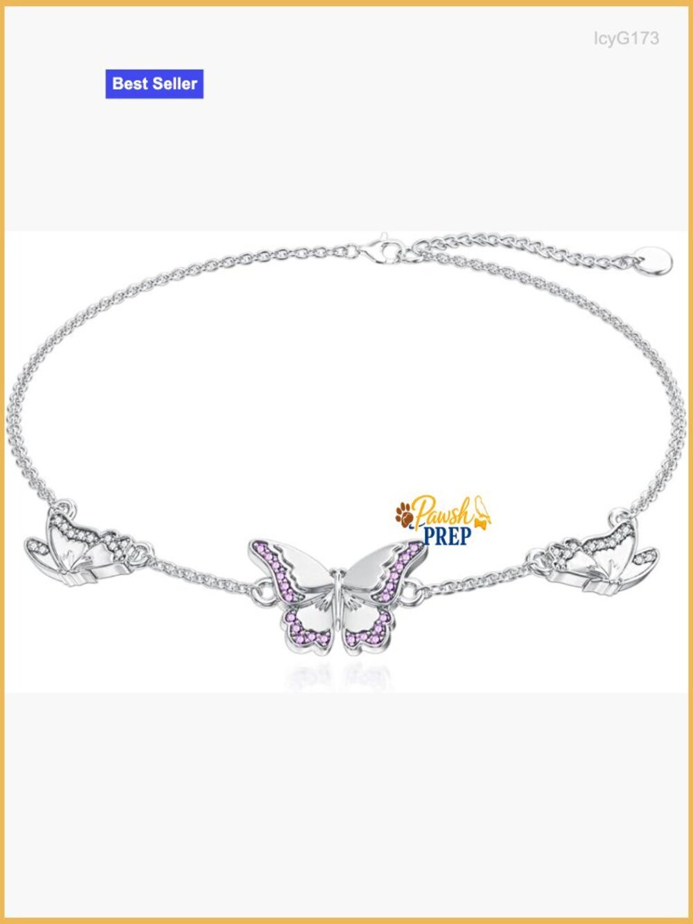 Sterling Silver Butterfly Anklet Bracelet Adjustable 7"+2" Extension